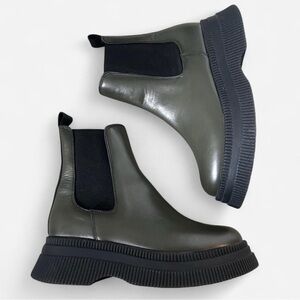 GANNI Creepers Chelsea Boot in Kalamata Olive ~ size 40 or US9